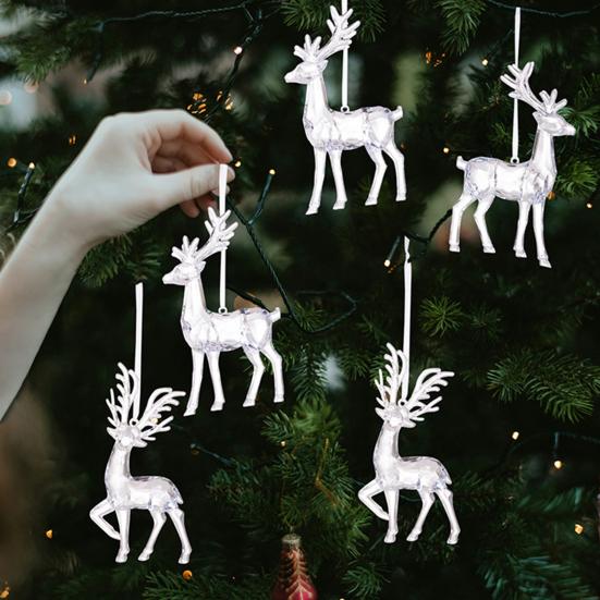 Elk Pendant Acrylic Reindeer Ornament Christmas Tree Clear Deer Dancing Hanging Figurine Xmas Tree Party Supplies