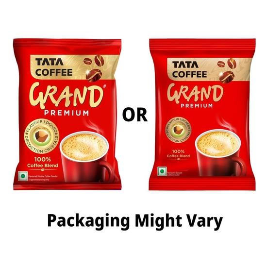 Кофе растворимый Tata Coffee Grand Premium, пакет 50 г, с кристаллами декокции с запечатанным вкусом, ароматизированный растворимый кофейный порошок, насыщенный аромат и отличный вкус