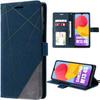 Case for Samsung Galaxy M13 360 Protection Leather Effect Flip Case Navy Blue