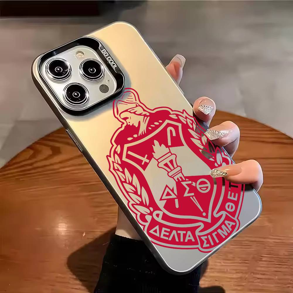 Чехол для телефона D-Delta S-Sigma Theta Для iPhone 17 16 15 14 13 12 11 Pro Max Plus Серебристый конфетный Матовый чехол