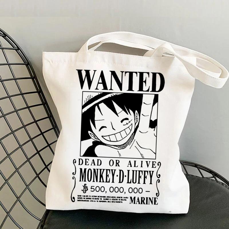 Японские мультфильмы комиксы One Piece Печать Холщовая сумка Покупка Наплечная сумка Складная сумка-тоут 0030