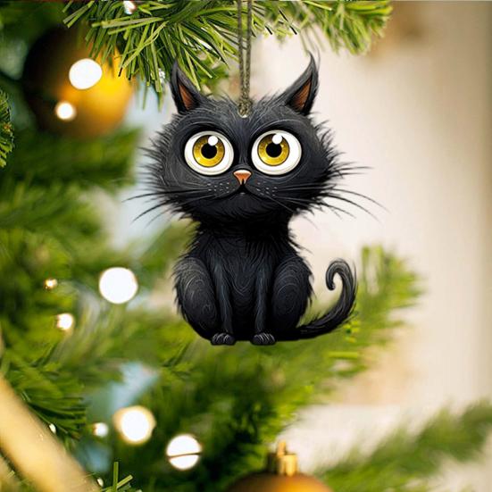 10/20 шт. Хэллоуин Черный кот Подвесное украшение В помещении На улице Зеркало заднего вида автомобиля 2D Плоский акриловый котенок Подвесное украшение Подвеска