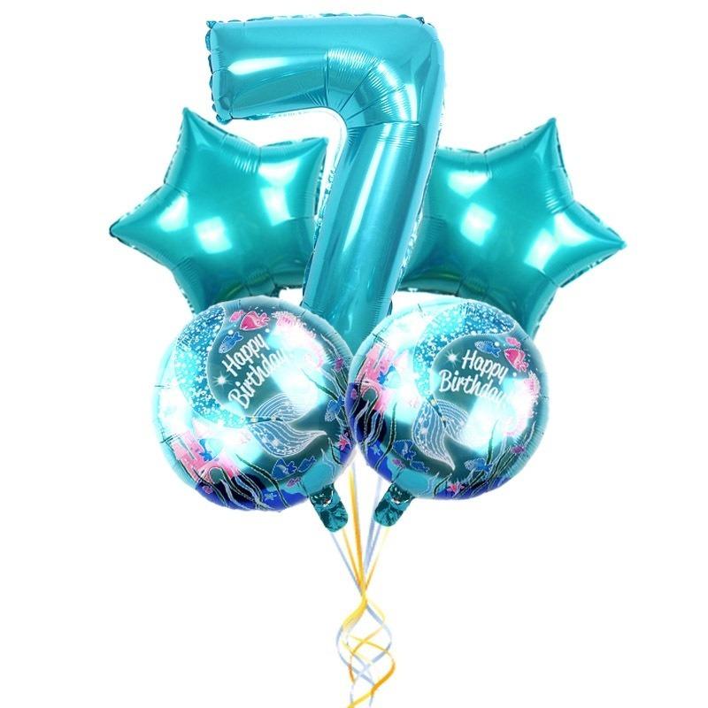 5 шт./набор воздушных шаров «Русалочка» Воздушные шары из фольги с золотыми цифрами для украшения детского дня рождения AVE