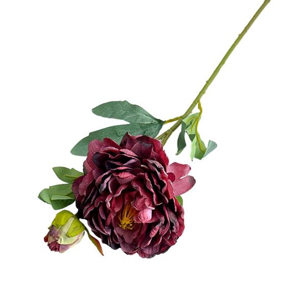 24" Artificial Peonies Flowers Faux Silk Peony Flower Fake Long Stem for Vase Floral Arrangement