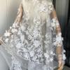 50x125 см Ткань для платья цвета flesh pink, off-white, с вышивкой бисером и пайетками, кружевная ткань с 3D-аппликацией в виде цветов, премиум-класс