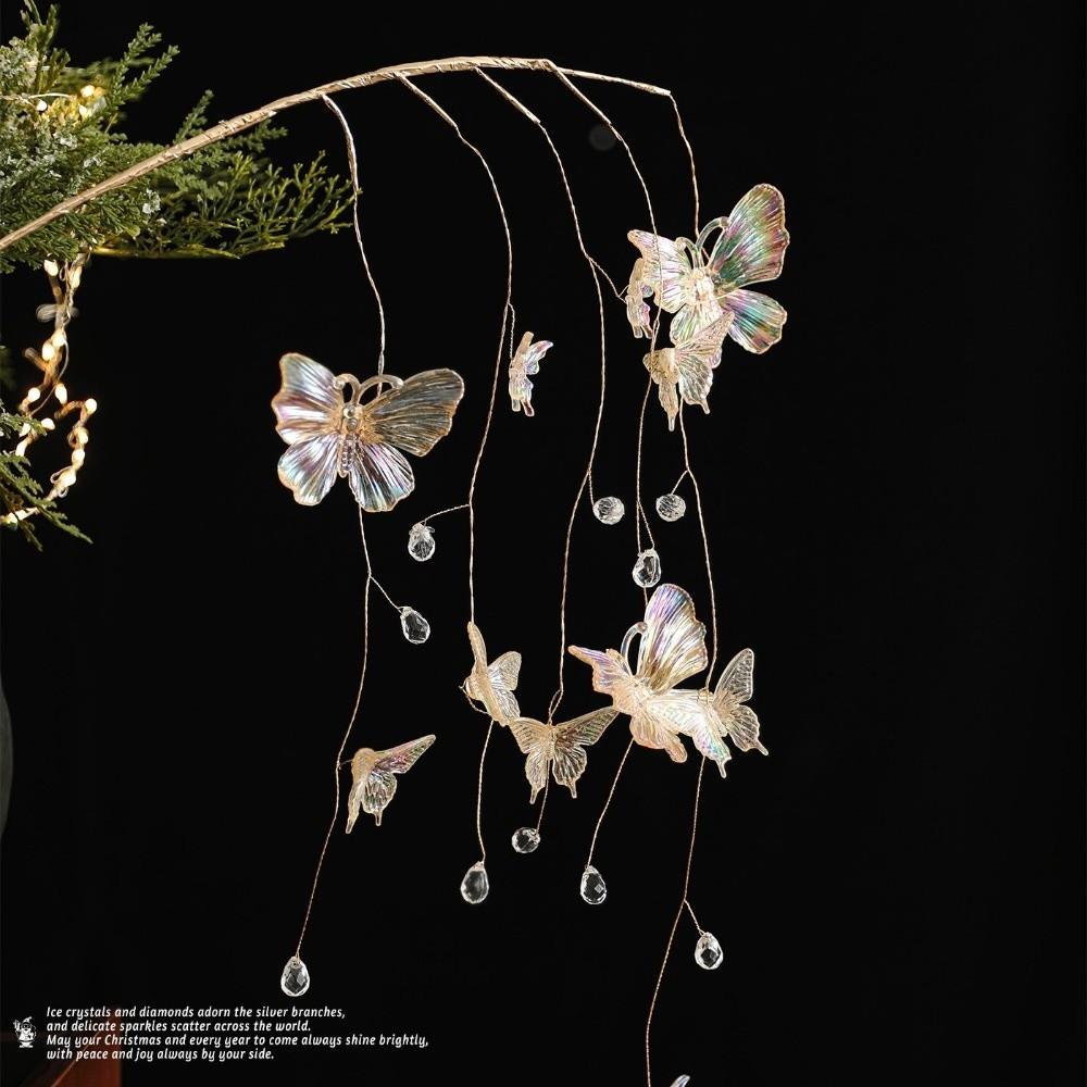 Glitter Finish Christmas Crystal Pick Branch Crystal Dangle Christmas Tree Crystal Pick Wreath