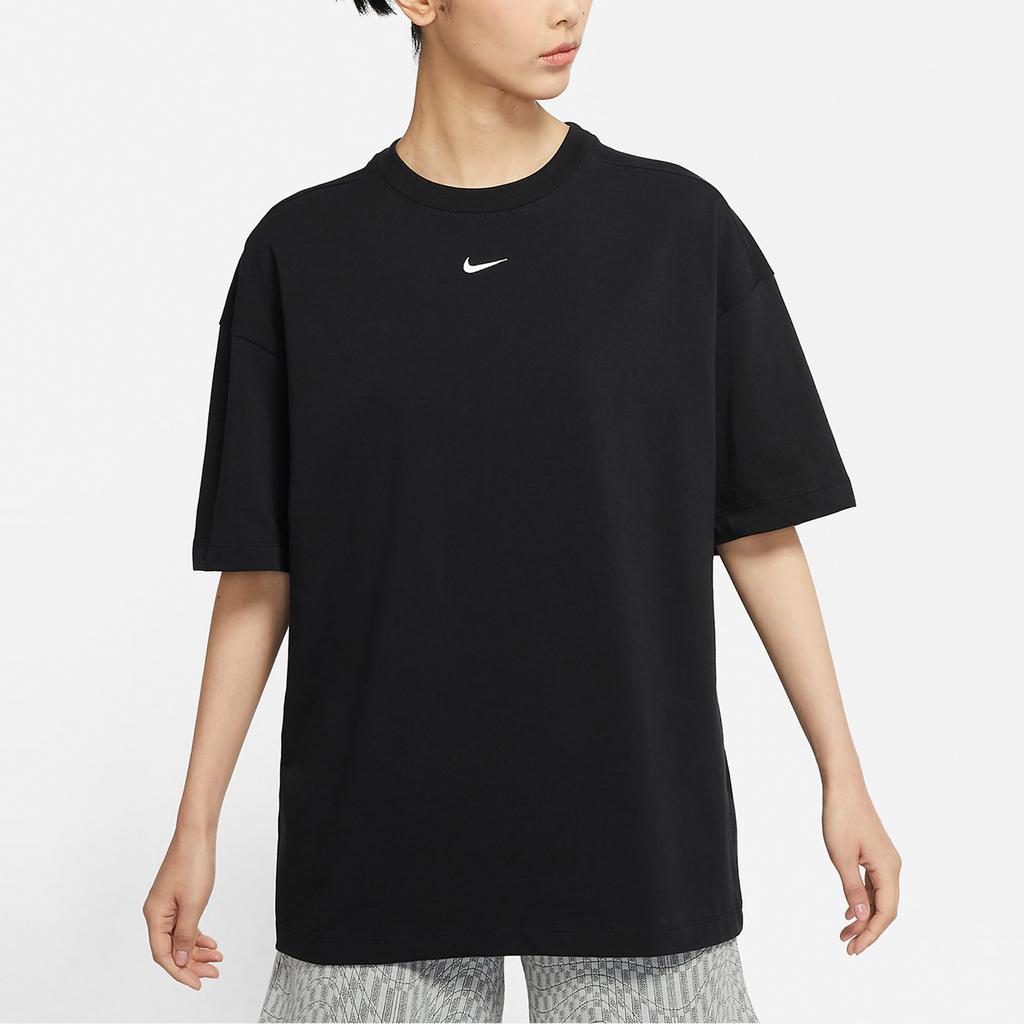 Nike Sportswear Essential Solid Color Logo Print Crew Neck T-Shirt Women Tops Black DC5427-010
