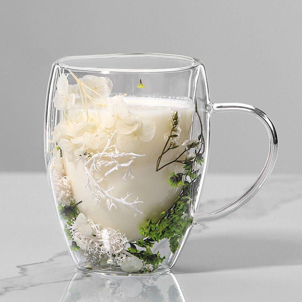 350 мл сухоцветы стеклянные кружки прозрачная кофейная кружка креативная двойная стеклянная чашка для дома и офиса