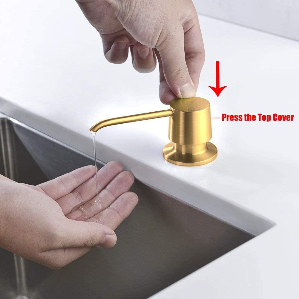 2022 Gold Black Brass Deck Mounted Under Counter Inbuilt Liquid Hand Sink Soap Dispenser for Kitchen Soap-Dispensers Tube Kit