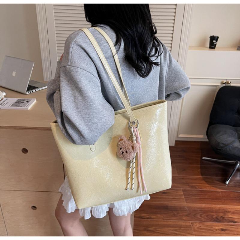 Сумка большой вместимости женская летняя универсальная новая простая на плечо премиальной текстуры сумка-тоут для поездок на работу