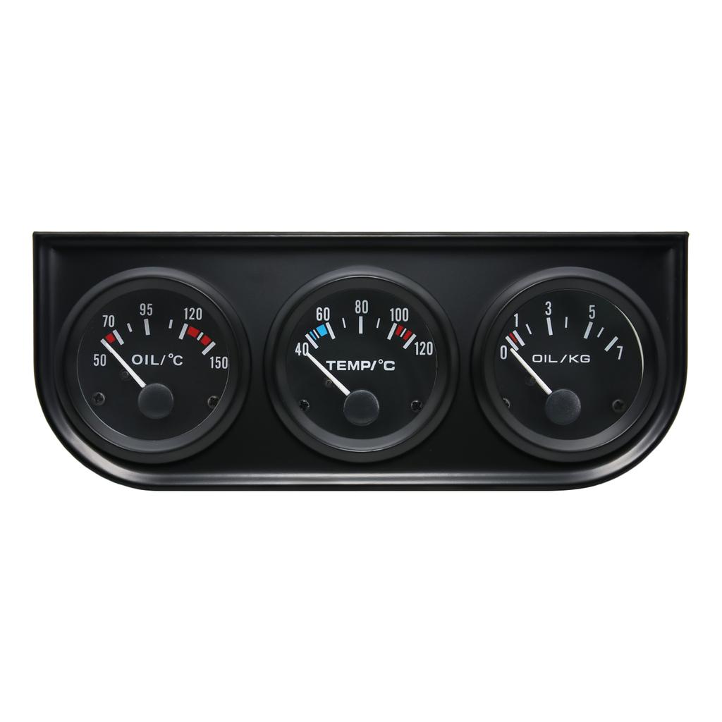 Oil Temp+Oil Pressure+Volt Meter 52mm 3 in 1 Car Modification Gauge Black/Chrome Bezel Face with Temp & Press Sensor Customized
