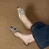 Fashion Women's Flat Shoes Square Toe Silver Rhinestone Ladies Footwear Slip-on Retro Non Chic and Elegant 2025 Trend Spring Vacation 39