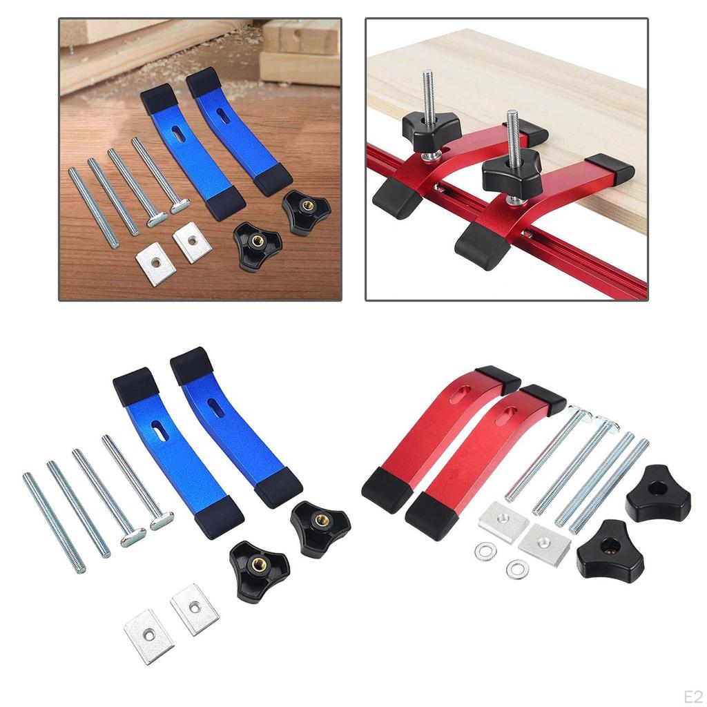2 Pieces Hold Down Clamp Aluminum Quick Acting with T Bolts and Silder for Woodworking DIY