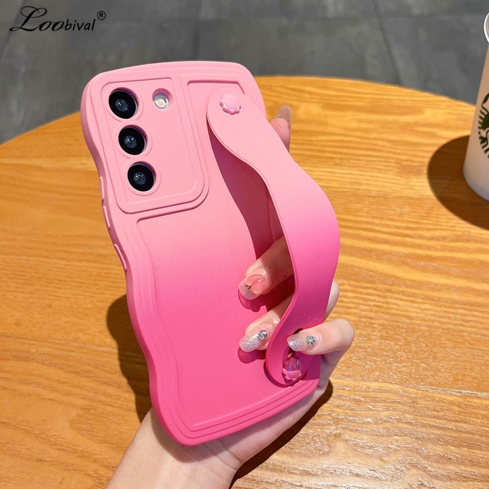 Чехол-подставка с ремешком на запястье для Samsung Galaxy S24 Ultra S23 S22 Plus S21 S20 FE A35 A55 A15 A05 A54 A34 A53 A52 A14, чехол с градиентным браслетом-кронштейном