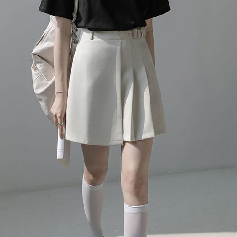 Woman Skirts High Waist Pleated Skirt Female Irregular Thin A-line Short Skirt Solid Color Hip Skirts Girls School Uniform Skirt