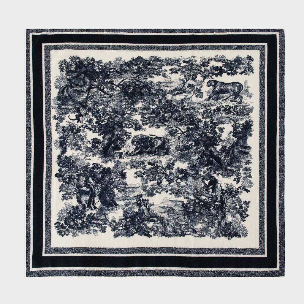 Silk Wool Double-sided Roman Car Mulberry Silk Large Square Scarf Autumn and Winter Warm Elegant Women's Square Scarf