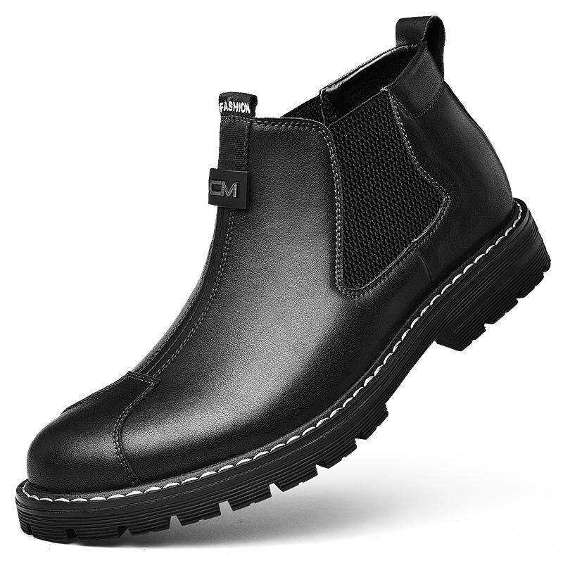 Fashion Italian Brand Men's Leather Casual Shoes High-quality High Cut Workwear Shoes Thick Soled Men's Business Ankle Boots Classic