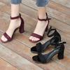 Women's 2025 Summer Fashion Sandals Medium High Heel Outdoor Sandalias Elegant Wedding Shoes Bridal Plus Size 34-40 Buckle Strap