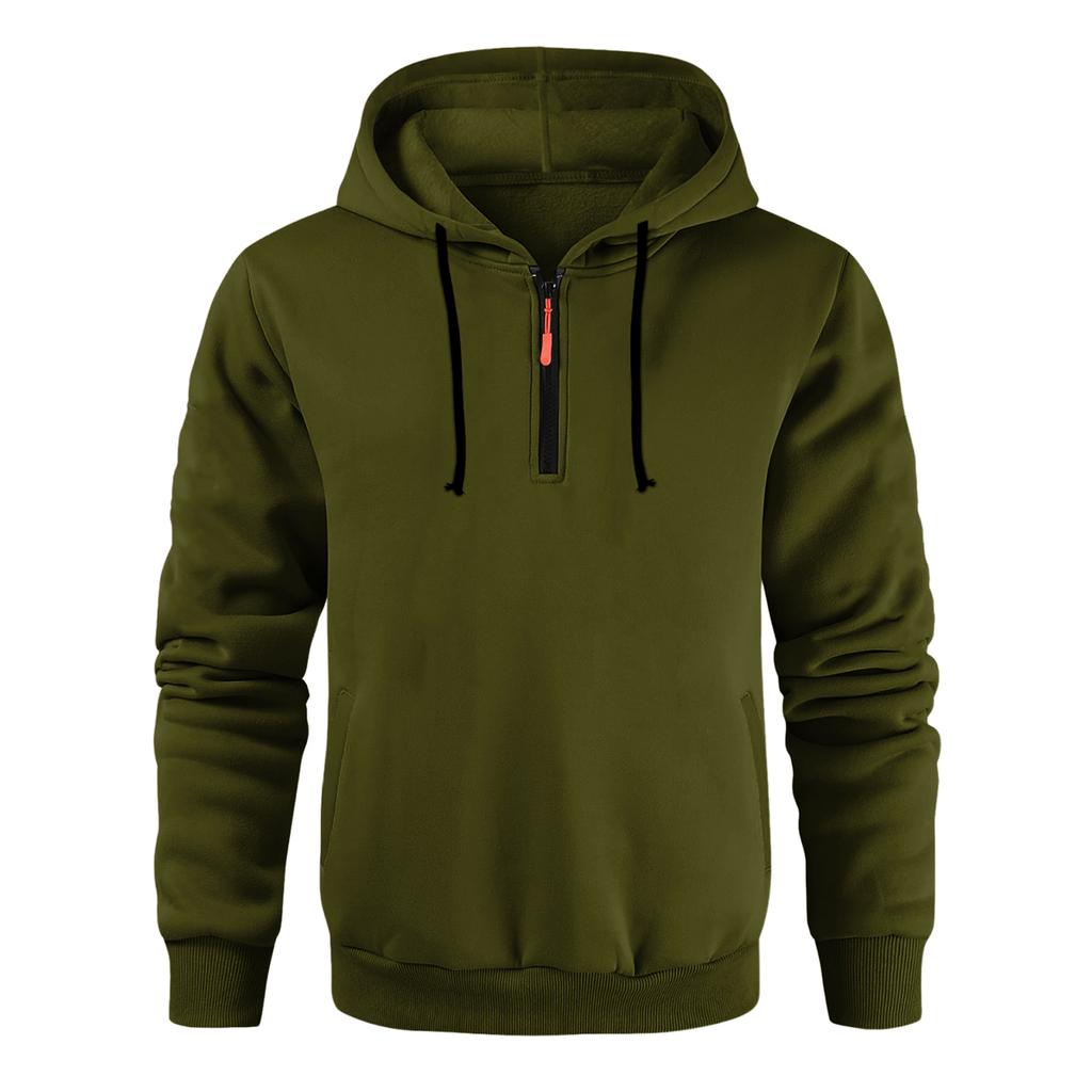 Men's Fleece Hoodie Casual Long Sleeve 1/4 Zipper Pullover Sweatshirts