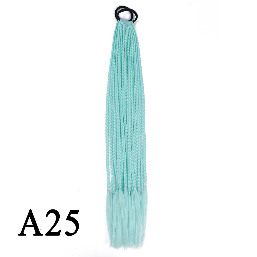 Плетеный хвост с резинкой, черный плетеный хвост ручной работы из термостойкого волокна, шиньоны с конским хвостом для девочек