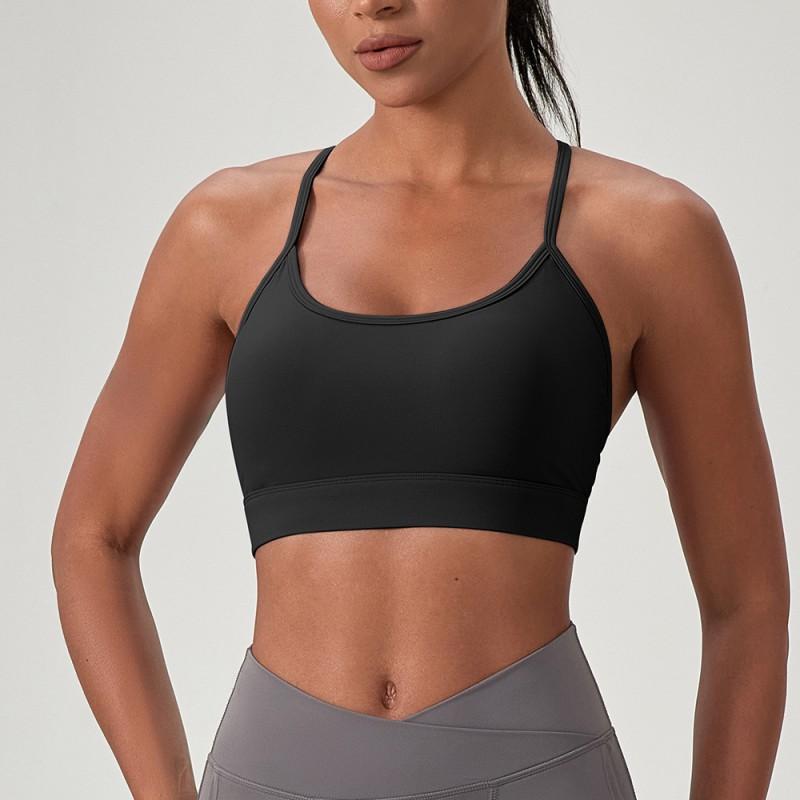 Womens Seamless Sport Bra With Y-Back Straps High Support Wireless Yoga Top Running Fitness Gym