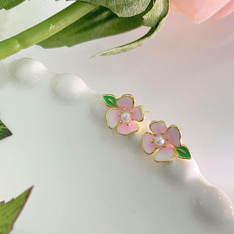 Cherry Blossom Earrings Fresh Sweet Girly Little Flower Earrings Hanfu Accessories Spring
