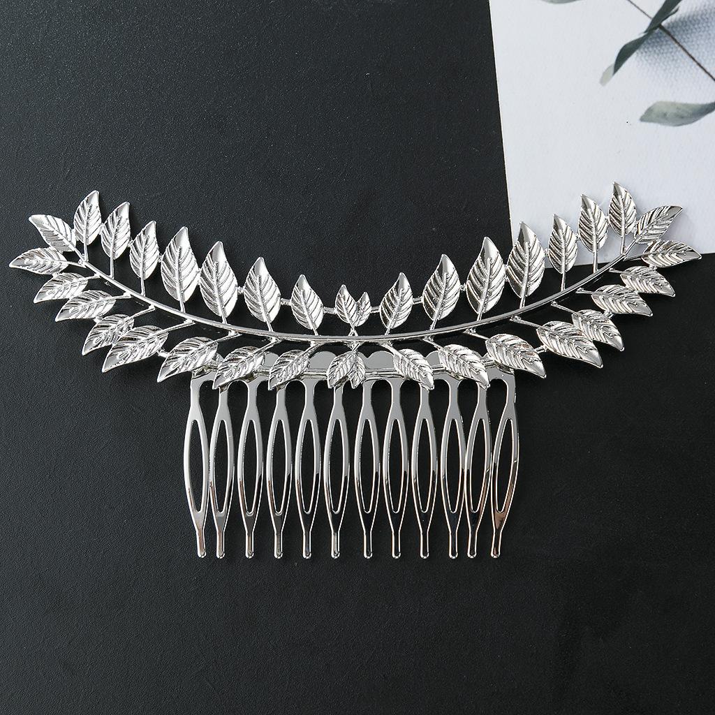 Hollow Small Leaves Splicing Hair Comb Foreign Trade Women's Metal  European and American Headband Wedding Party Women Jewelry