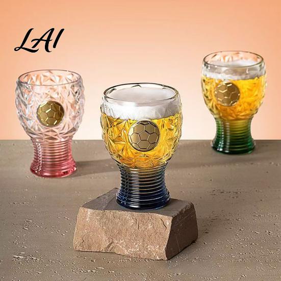Tall Football Mug Soccer Trophy Beer Glass 400ml Capacity Mug Clear Glass