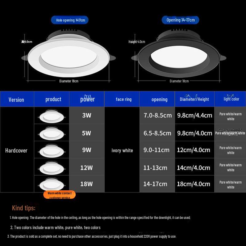 Ultra-Thin Embedded LED Downlight - 5W/9W/12W/18W Ceiling Spotlight for Commercial Stores