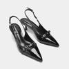 Fashion New Black Luxury Temperament Black Pumps Pointy Kitten with Fine Heel One-line Buckle Buckle Female Pointed Toe Slingbacks