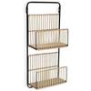 Etagère Murale - Multicolore - Métal Et Rotin - 2 Niveaux - 32x12x68 Cm - Design Contemporain