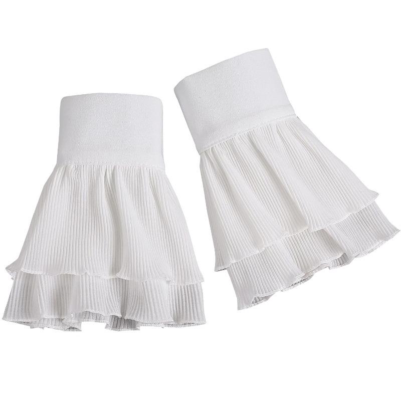 Womens Detachable Wrist Ruffle Cuffs Ladies White Flared False Sleeves For Sweater Dress Wrist Arm Cover Gloves