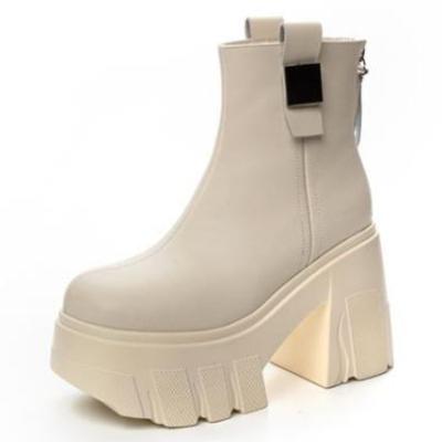 Модные 11 см новые натуральная кожа осень женские высокие брендовые повседневные ботильоны на платформе танкетке туфли на каблуках зимние ботинки на молнии