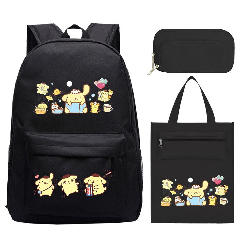 Pudding Dog Cartoon Children'S Schoolbag Three-Piece Set For Primary And Secondary School Students Versatile Backpack Tutoring Bag Pencil Case