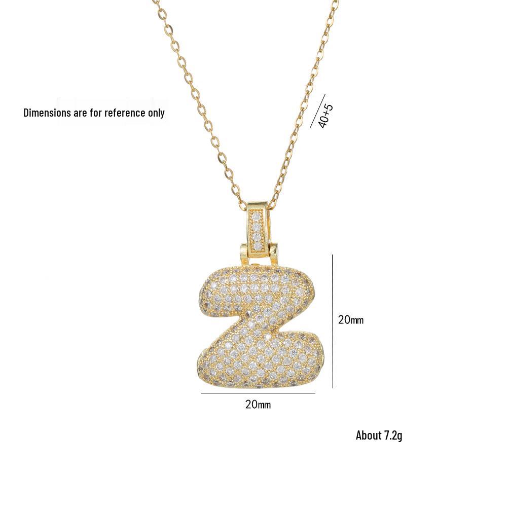 Женское ожерелье в европейском и американском стиле из меди и циркония с инициалом - Модная ключичная цепочка