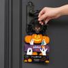 2 Pcs Halloween Door Hanger Signs, Wooden Pumpkin Bat Door Knob Hanger for Home Bedroom, Holiday Party Decor