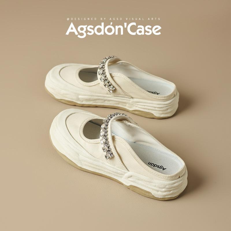 Augustine Bag Head Half Slippers Women's 2025 New Autumn Light One-pedal Sandals Platform Sandals Canvas Shoes