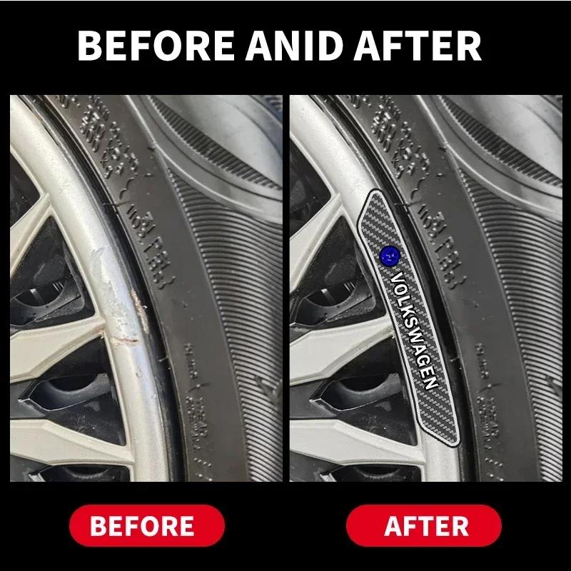 PCVHD1 2026 Hot Styling Mouldings 4PCS Car Wheel Hub Rim Decor Stickers Auto Accessories For Volkswagen VW Jetta Polo T4 T5 T6 Sharan T