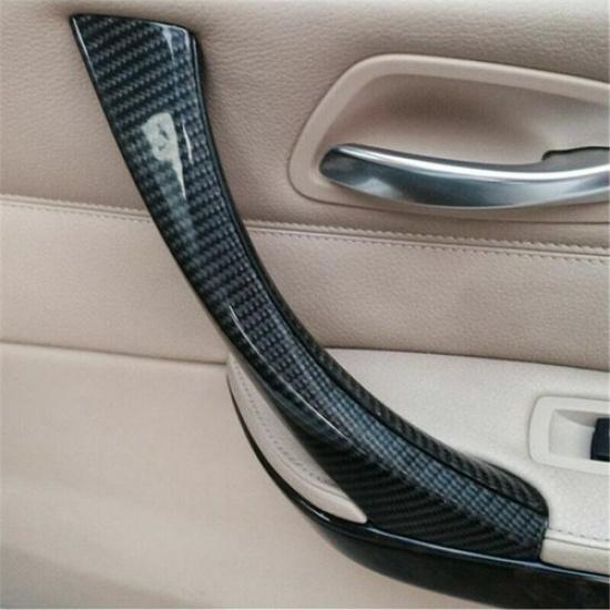 3pcs ABS Carbon Fiber Look Car Interior Door Handle Trim For BMW 3 E90 E92 LHD