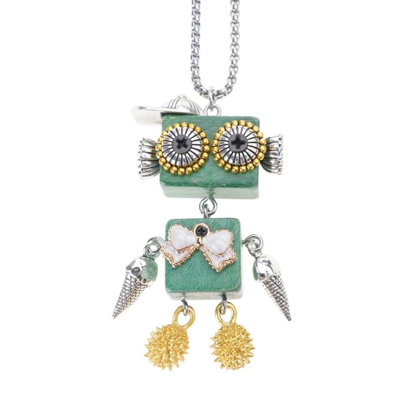 Деревянный кулон-робот, ожерелье, регулируемая длина, панк-цепочка на шею, стильный аксессуар из кожаного шнура, чокеры с защитой от выцветания