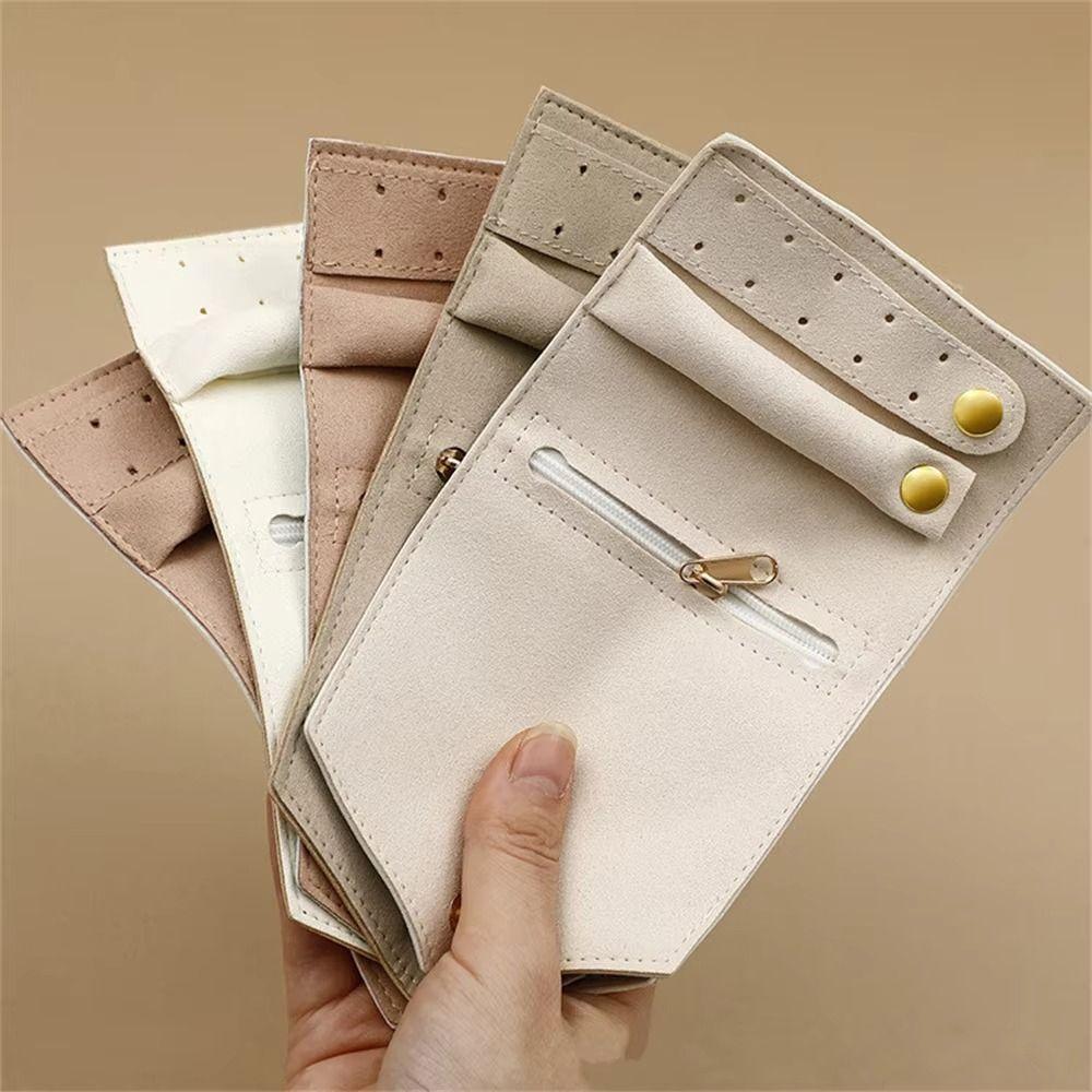 Solid Color PU Jewelry Display Bag Jewelry Display Earring Organizer Necklace Ring Bag Travel