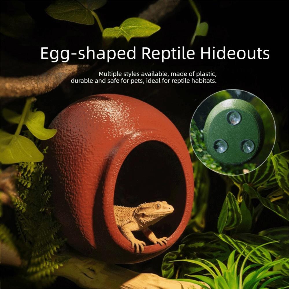Suction Cup Reptile Hideouts Egg Shaped Climbing Habitat Safe Terrarium Decoration Gecko Habitat
