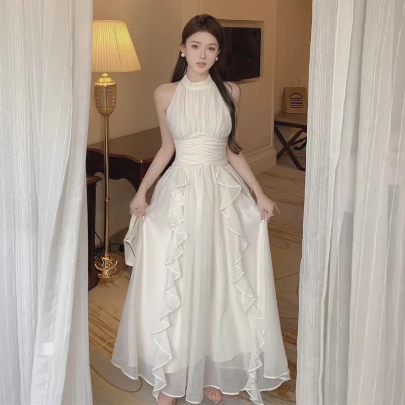 Женское элегантное платье в стиле принцессы 2024 года с оборками и складками на талии