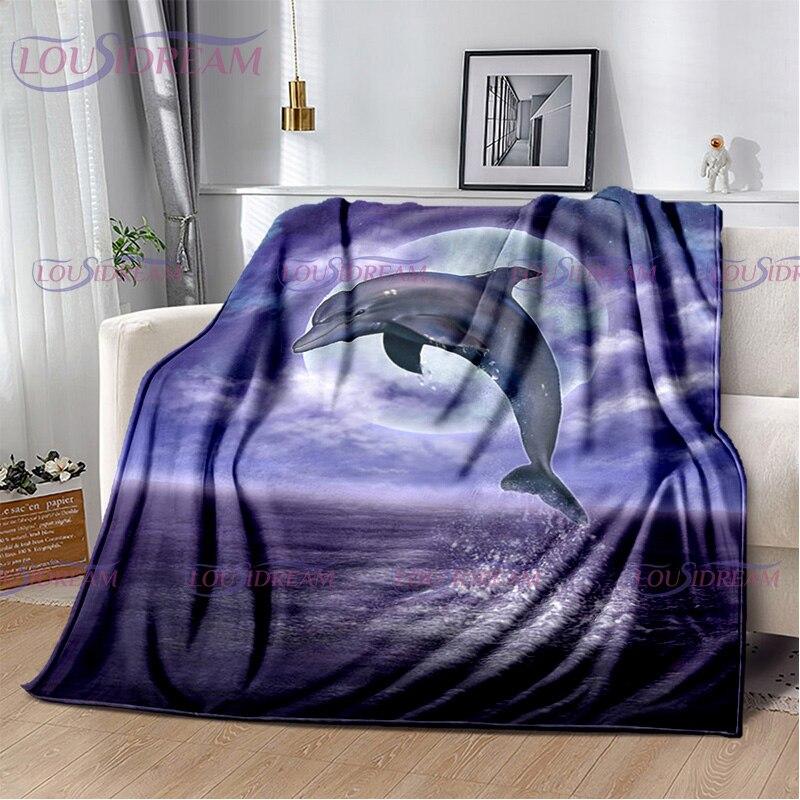 Dolphins Blanket Ocean Animal Sea Life Super Soft Warm Print Throw Blanket for Kids Adult Office Bed Sofa Couch Napping Blanket