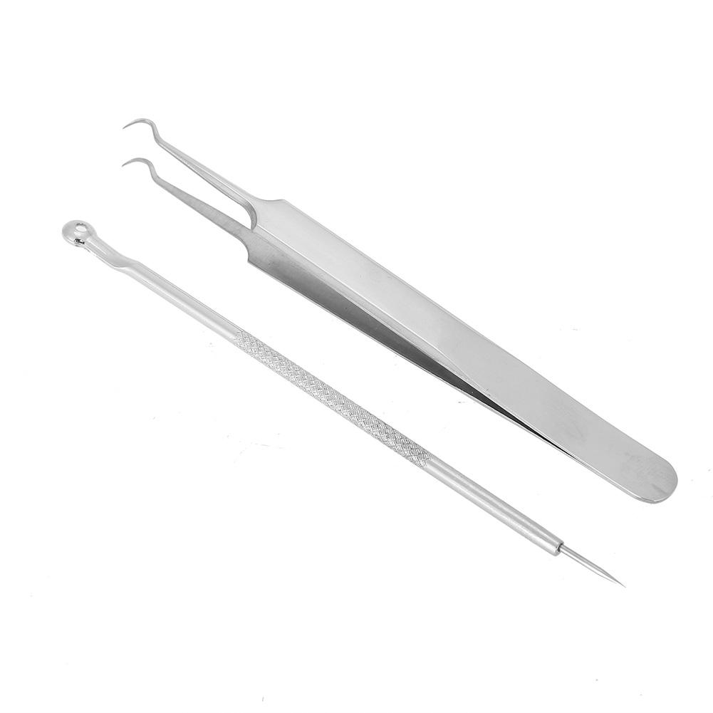 Stainless Steel Blackhd Removal Tool Kit Curved Tweezer Double end Pimple Extractor