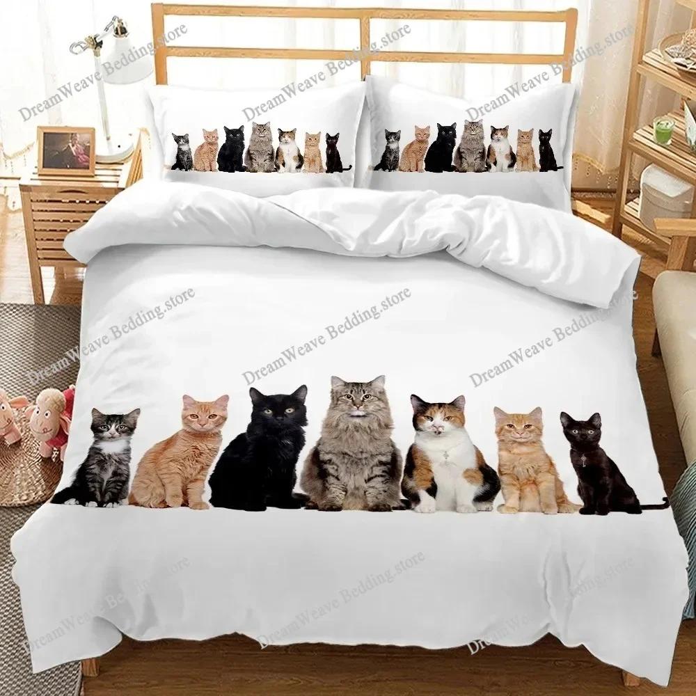 Kawaii Kitten Cat Bedding Set Duvet Cover 3d Bedding Fashion Design Decoration King Duvet Cover Set Double Bed Set Bedding Sets7