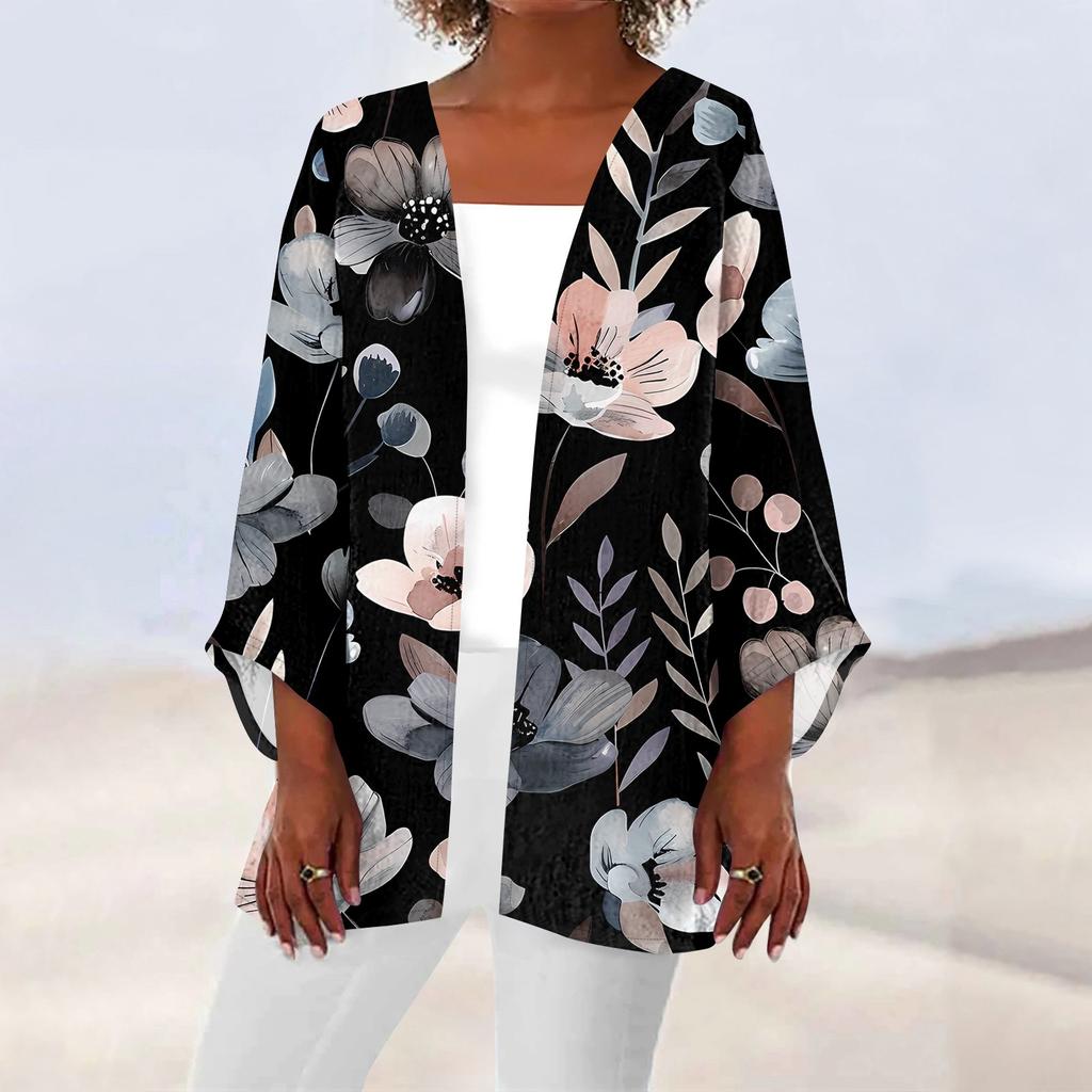 Женская повседневная модная легкая куртка средней длины с принтом, кардиган