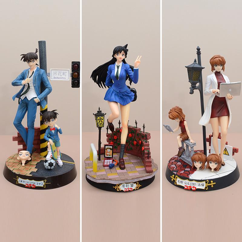 Detective Conan Gk Prize Figure Kudo Shinichi Edogawa Conan Interchangeable Head Anime Statue Beika Chou Scene Collectible Model