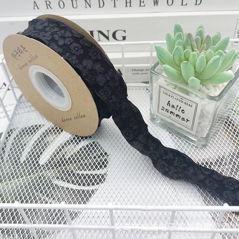 Romantic Camellia Embossed Satin Ribbon for Flower Bouquet Packaging and DIY Bows