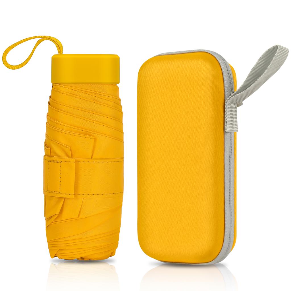 Mini Capsule Umbrella 6 Folding Windproof UV Protection Travel Folding Umbrella Small and Portable Solid Color Pocket Sunshade